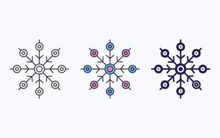 línea de copos de nieve e icono de glifo, ilustración vectorial vector