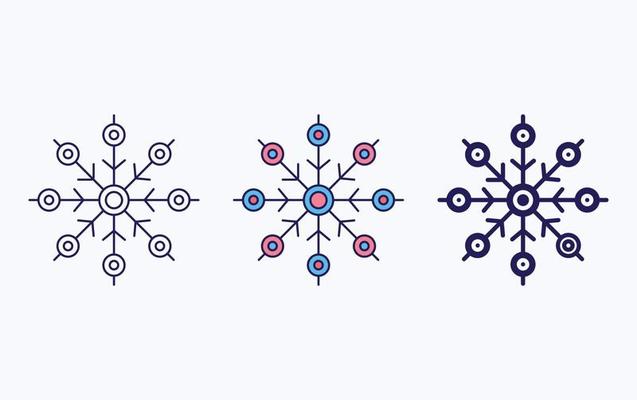 Snowflake line and glyph icon, vector illustration