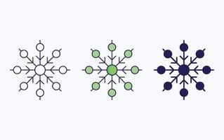 línea de copos de nieve e icono de glifo, ilustración vectorial vector