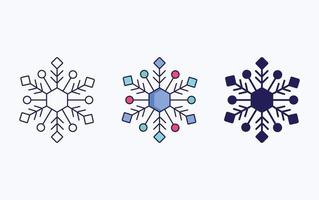 línea de copos de nieve e icono de glifo, ilustración vectorial vector