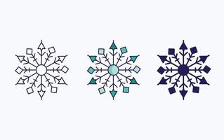 línea de copos de nieve e icono de glifo, ilustración vectorial vector