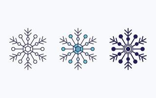 Snowflake line and glyph icon, vector illustration
