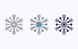 línea de copos de nieve e icono de glifo, ilustración vectorial vector