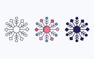 línea de copos de nieve e icono de glifo, ilustración vectorial vector