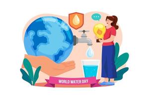 concepto de ilustración del día mundial del agua. una ilustración plana aislada sobre fondo blanco vector