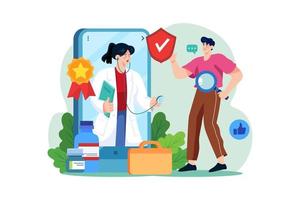 Man finding the best doctor in the medical app vector