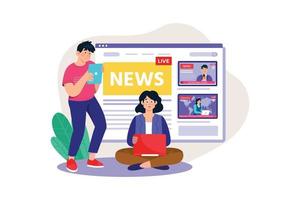 Person watching global news online vector