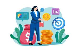 Businesswoman getting profit in business vector