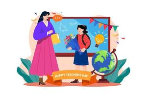 Happy Teacher Day Illustration concept. A flat illustration isolated on white background vector