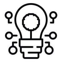 Ai bulb icon, outline style vector