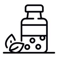 Herbal pill jar icon, outline style vector