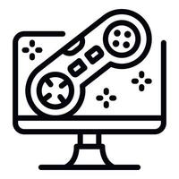 icono de videojuego de computadora, estilo de esquema vector