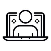 Laptop gaming avatar icon, outline style vector