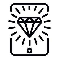 Diamond gaming smartphone icon, outline style vector