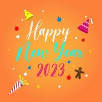 Happy new year 2023 greeting text vector