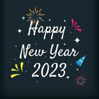 Happy New Year 2023 Lettering With firework and Balloon vector