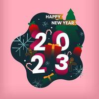 Happy New Year 2023 Greeting With Trendy Background Illustration vector