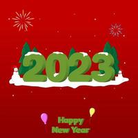 Happy New Year 2023 with winter Snow vector