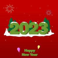 Happy New Year 2023 with winter Snow vector