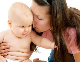 Mother and baby closeup portrait photo