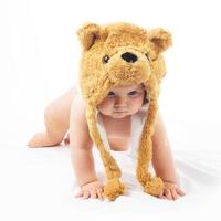baby in bear cap photo