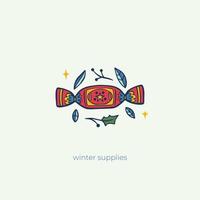 hand drawn winter logo element vector