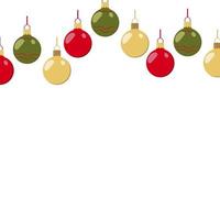 a pattern of red, gold, green Christmas colored balls on a white background for postcards posters banners vector