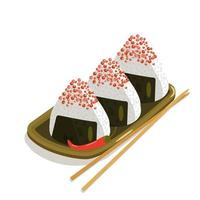 onigiri with red caviar vector