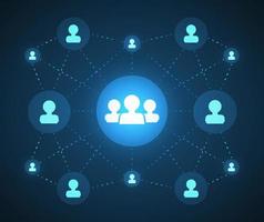 Network background. Connections with points, lines, and people icons. vector