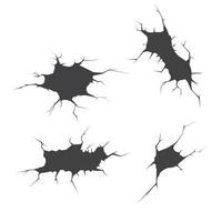 Set of vector cracks isolated on transparent background.