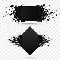 Black stone with debris isolated. Abstract black explosion. Geometric illustration. Vector destruction shapes with debris