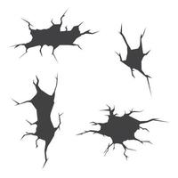 Set of vector cracks isolated on transparent background.