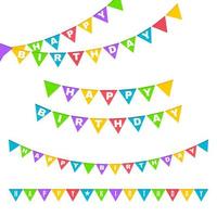 Birthday party invitation banners. Set of flag garlands. vector