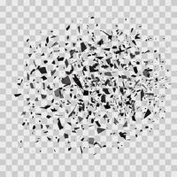 Shattered glass. Explosion cloud of black pieces vector
