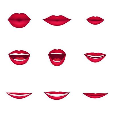 Cartoon realistic 3d cute talking mouths lips for cartoon character animation. Various open woman mouth options with lips, tongue and teeth in red lipstick. Fashion glamour kiss for Valentine day. 15258894 Vector Cartoon realistic 3d cute talking mouths lips for cartoon character animation. Various open woman mouth options with lips, tongue and teeth in red lipstick. Fashion glamour kiss for Valentine day. 15258894 Vector