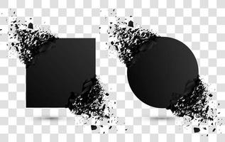 Black stone with debris isolated. Abstract black explosion. Geometric illustration. Vector destruction shapes with debris