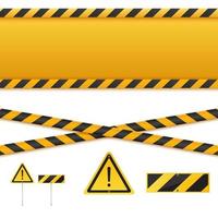 Caution lines isolated. Warning tapes. Danger signs. Vector illustration.