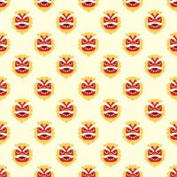 Chinese New Year concept. Vector seamless pattern of  flat dragon mask for web sites, placards, textile, fabric and other surfaces