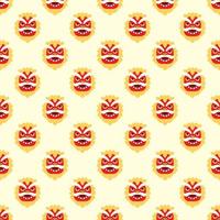 Chinese New Year concept. Vector seamless pattern of  flat dragon mask for web sites, placards, textile, fabric and other surfaces