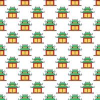 Chinese New Year concept. Vector seamless pattern of  cartoon pagoda for web sites, placards, textile, fabric and other surfaces