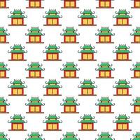 Chinese New Year concept. Vector seamless pattern of  cartoon pagoda for web sites, placards, textile, fabric and other surfaces