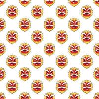 Chinese New Year concept. Vector seamless pattern of  cartoon dragon mask for web sites, placards, textile, fabric and other surfaces