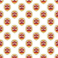 Chinese New Year concept. Vector seamless pattern of  cartoon dragon mask for web sites, placards, textile, fabric and other surfaces