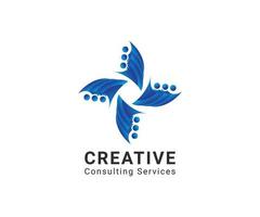 Consulting Services logo design. Logo for teamwork, unity, meeting and corporate business. Blue color conference logo design. vector