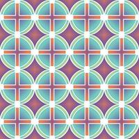 Abstract motif geometric seamless pattern. Line circle and cross on purple background vintage retro style. Vector design or decorate backdrop, endless texture, ceramic tile fragments, fabric, textile.