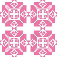 patrón transparente geométrico étnico rosa abstracto sobre fondo blanco. estilo retro vintage con motivos tribales. diseño vectorial decorar telón de fondo, textura sin fin, fragmentos de cerámica, tela, pared, textil. vector