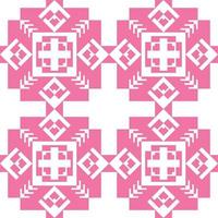 Abstract pink ethnic geometric seamless pattern on white background. Tribal motif vintage retro style. Vector design decorate backdrop, endless texture, ceramic tile fragments, fabric, wall, textile.