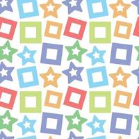 Abstract geometric seamless pattern. square and star shape pattern on white background vintage style. Vector for design or decorate backdrop, endless texture. Ceramic tile fragments, fabric, textile.