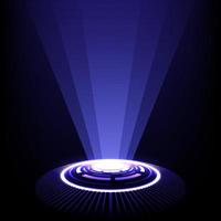 Technology spotlight vector. Circle abstract digital technology futuristic. Stage futuristic podium platform illuminated by spotlights. Fantastic Circle portals, holograms teleport gadgets. vector