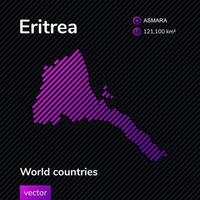 Vector Eritrea map made in flat style in purple colors on a black striped background. Educational banner